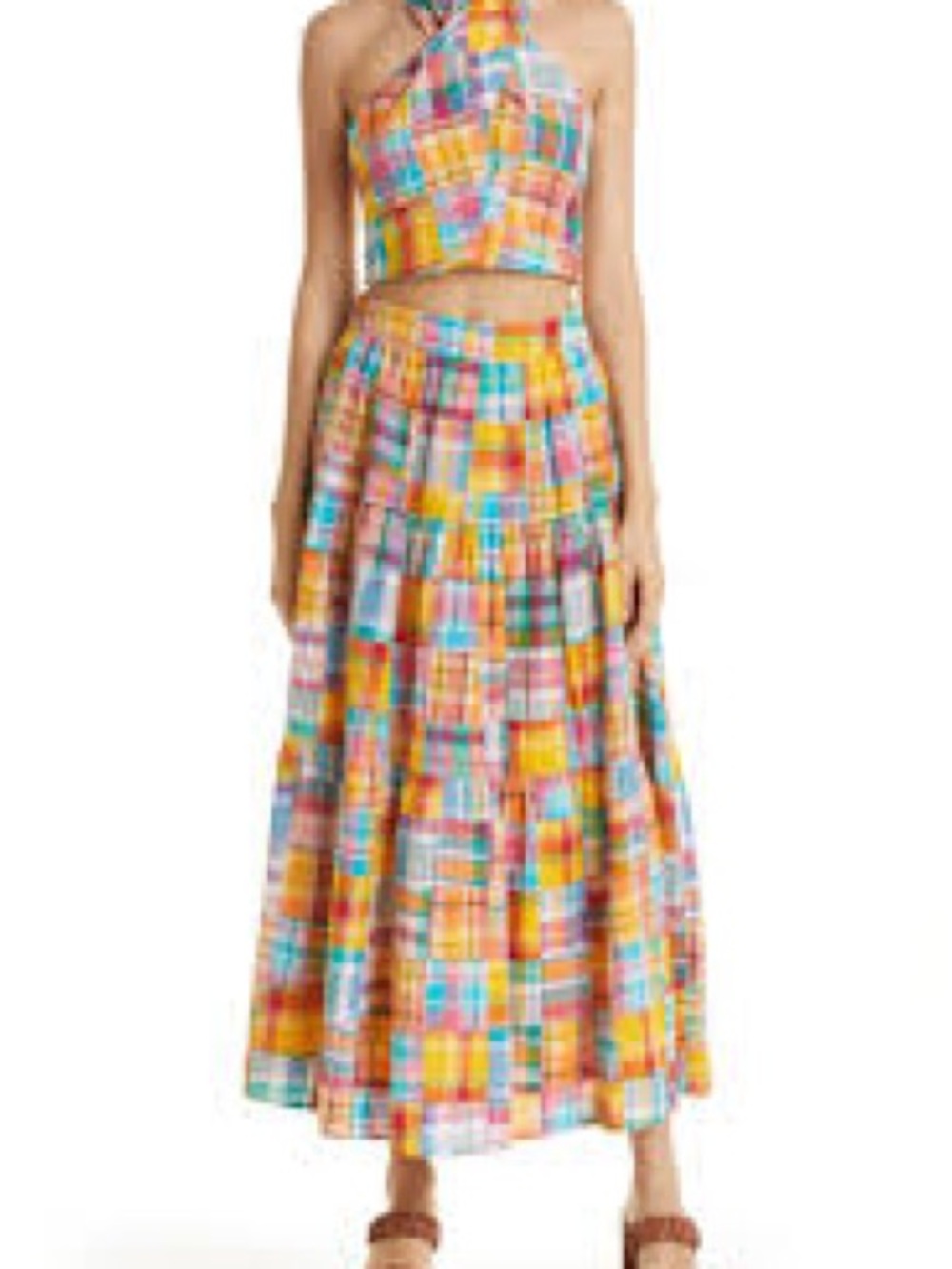 STAUD Yellow Pink Blue Plaid Matching Set